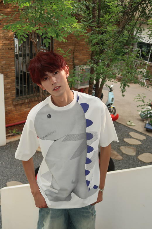 W422512105恐龙印花短袖T恤 商品图3