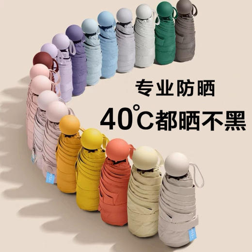 🔥🔥【6K黑胶晴雨两用胶囊伞】✅UPF50+，紫外线阻隔率≥99%🍒 ✅加厚黑漆钢合金伞骨，💕💕抗8级大风 ✅ 商品图1