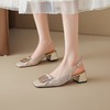 【预售5天】透气网纱真皮包头凉鞋法式中跟后空方头百搭粗跟女夏HYT&7343 商品缩略图0