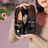 Safiya/索菲娅2024英伦风复古玫瑰扣漆皮圆头百搭粗跟乐福鞋 SF43112087 商品缩略图1