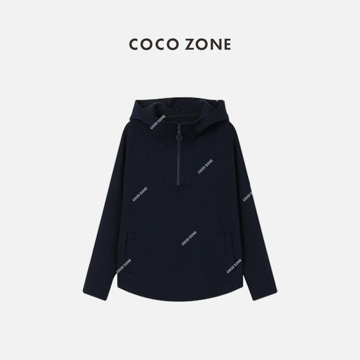COCO ZONE连帽卫衣通勤风纯色百搭长袖休闲时尚上衣 C031 商品图0