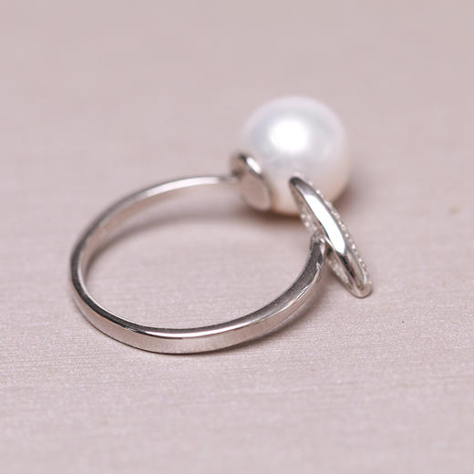 美裕 925银淡水珍珠戒指 开口戒 9-10mm108489W 商品图6