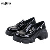Safiya/索菲娅2024秋学院风漆皮圆头百搭粗跟厚底英伦星钻小皮鞋 SF43112073 商品缩略图1