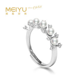 美裕 925银淡水珍珠戒指 可调节 3-4mm 108490W
