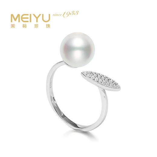 美裕 925银淡水珍珠戒指 开口戒 9-10mm108489W 商品图0