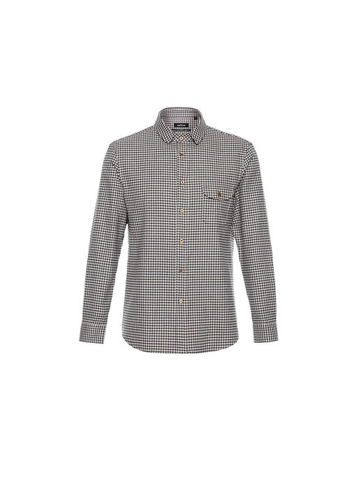 callisto“绒”系列咖色纯棉休闲长袖衬衫 商品图0