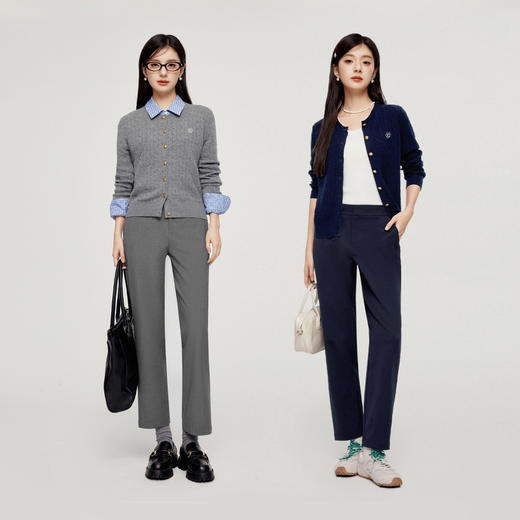 【严选】【高知小锥裤】诗凡黎灰色休闲裤2024秋新款垂感直筒显瘦西装裤女SF7150691 商品图1