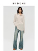 HIDEMI 经典极简立领堆堆领甄选醋酸羊毛弹力绒感针织长袖上衣 奶茶色/艺术炭灰 商品缩略图0