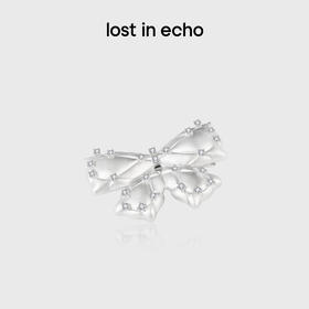 lost in echo2024秋季新款高级银色膨胀蝴蝶结侧边发夹头饰发卡女