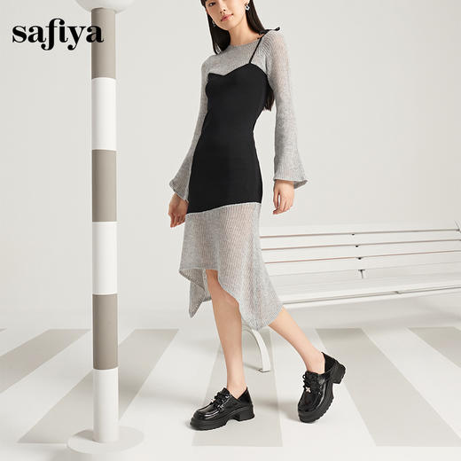Safiya/索菲娅2024秋英伦风粗跟厚底钻扣两穿系带百搭JK小皮鞋 SF43112128 商品图3