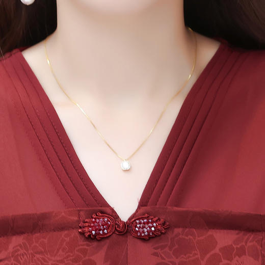 中式复古时尚连衣裙，V领短袖国风优雅假两件裙QYM-CR-YZY23A03-L 商品图3