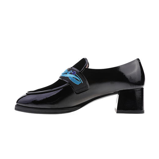 sheme踏地而歌系列漆皮拼接天鹅绒刺绣水晶点缀休闲时尚新中式女士乐福鞋可定制 商品图11