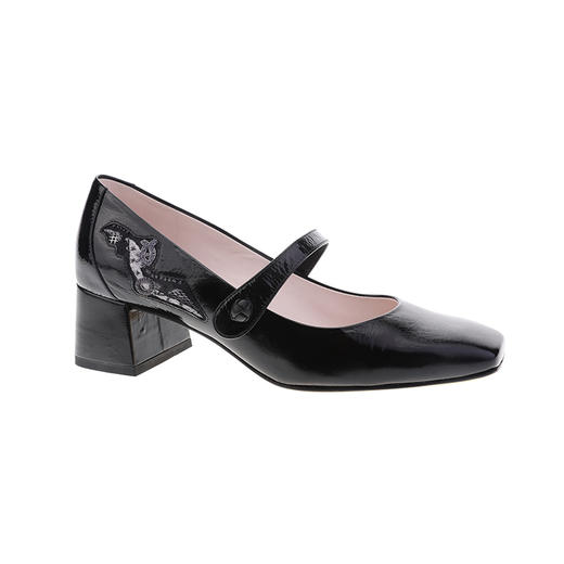 sheme踏地而歌系列黑灰配色刺绣点缀优雅时尚玛丽珍新中式女士单鞋可定制 商品图4