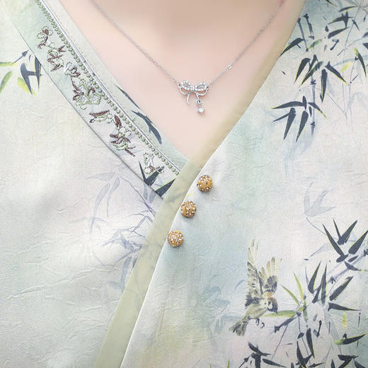 印花V领连衣裙，中式国风裙QYM-TYH-247281-Y 商品图3