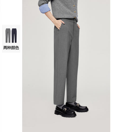 【严选】【高知小锥裤】诗凡黎灰色休闲裤2024秋新款垂感直筒显瘦西装裤女SF7150691 商品图0