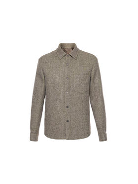 callisto乐行系列卡其色绵羊毛混纺外套