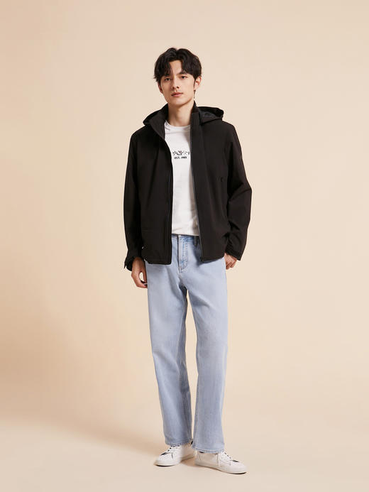 2024秋季新款 男士 防风防水暗格纹运动户外合身立领连帽可拆夹克外套 特惠 T-1218 商品图1