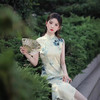 夏款无袖长款浅色国风水墨画修身旗袍SJT675 商品缩略图3