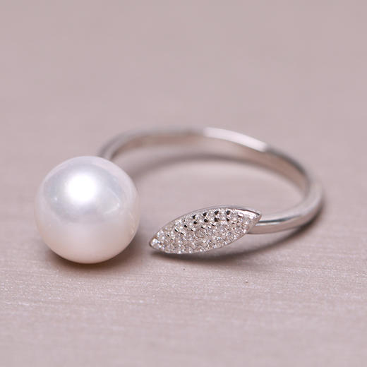 美裕 925银淡水珍珠戒指 开口戒 9-10mm108489W 商品图3