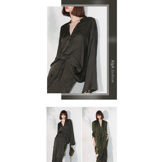 COCOBELLA静奢风立体压褶缎面衬衫秋设计感喇叭袖衬衣SR3072 商品图2