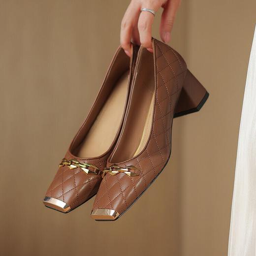 【预售5天】方头粗跟低跟鞋，防踢头金属浅口单鞋YT&365-3 商品图2