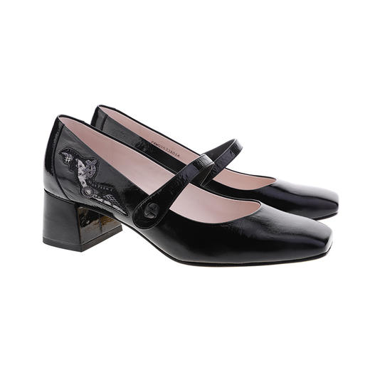 sheme踏地而歌系列黑灰配色刺绣点缀优雅时尚玛丽珍新中式女士单鞋可定制 商品图5