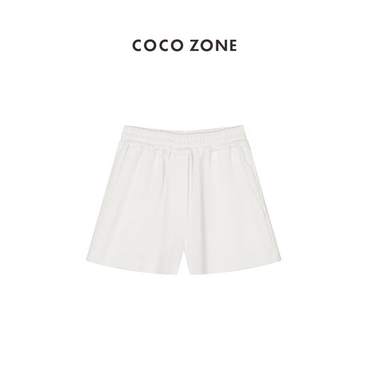 COCO ZONE纯色松紧腰短裤通勤风侧边绣花设计裤子23C29493 商品图0