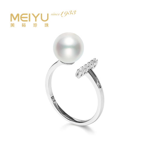 美裕 925银淡水珍珠戒指 开口戒8-9mm 108487W 商品图0
