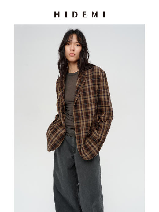 HIDEMI 限定色织格纹廓形极简设计感小男孩西装 商品图3