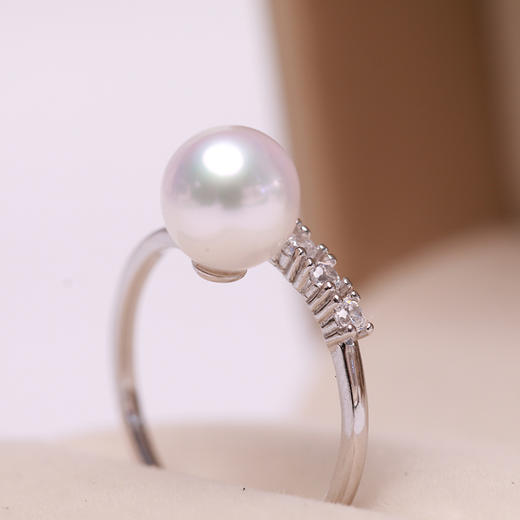 美裕 925银淡水珍珠戒指 开口戒7-8mm 107529W 商品图3