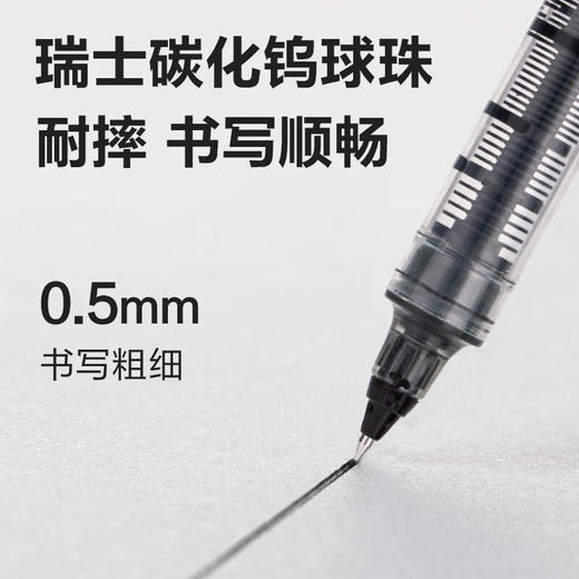 【学生暑假】得力(deli)直液笔签字笔 0.5mm子弹头办公商务中性笔走珠笔 水笔会议笔 黑色 12支/盒S656-Z1（专） 100016420706 商品图0