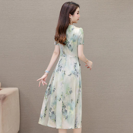 印花V领连衣裙，中式国风裙QYM-TYH-247281-Y 商品图2