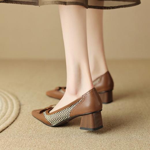 【预售5天】法式蝴蝶结中跟鞋，拼接小香风单鞋YJ&F1068 商品图4