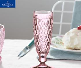 【VilleroyBoch 德国唯宝】进口波士顿系列 高脚杯 红酒杯 香槟杯 水晶玻璃杯 香槟杯 粉色 145ml