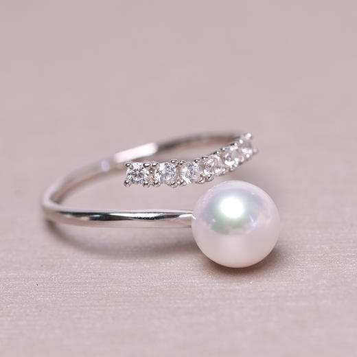 美裕 925银淡水珍珠戒指 开口戒7-8mm 107529W 商品图4