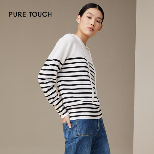 pure touch条纹连帽针织衫1369243358 商品图0