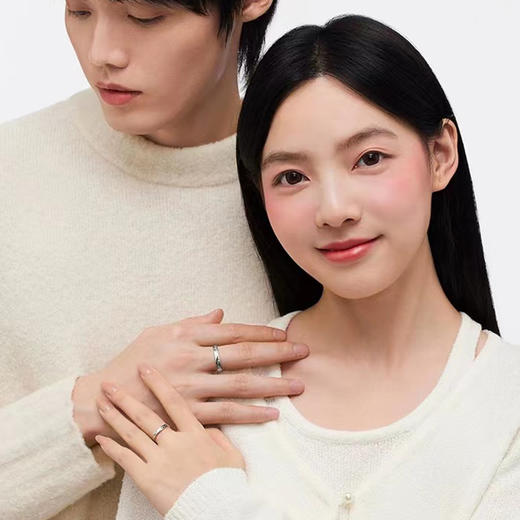 KADER卡蒂罗 甜蚀冰川 999足银 情侣对戒小众素圈开口可调节对戒 简约百搭极简风配饰 纪念日礼物礼盒 送女友 商品图1