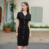 IWY/黑色短袖新款主持人女神范夏季v领气质职业商务通勤连衣裙女Q1089 商品缩略图3