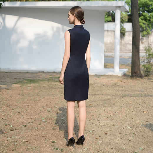 IWY/夏季无袖西装连衣裙女高端藏青色职业装酒店经理正装工作服Q1120 商品图4