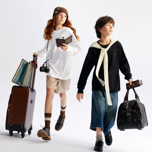 【超舒衣·圆领长T】男女童圆领针织衫柔滑轻盈秋季新款安奈儿童装实体店同款AM431861 商品图3