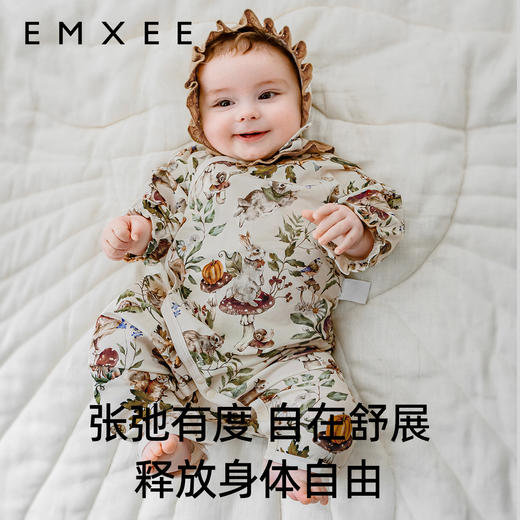 【宝宝服饰】新品嫚熙婴儿连体衣初生宝宝哈衣新生儿爬服和尚服丝柔棉蘑法森林 商品图4