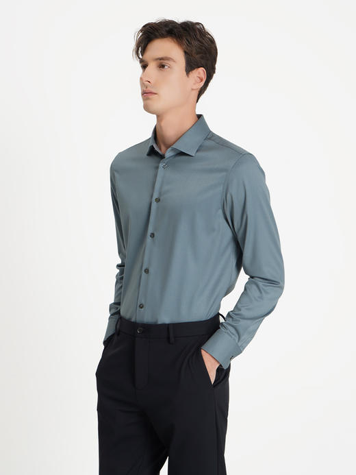 callisto绿色聚酯纤维混纺长袖衬衫 商品图3