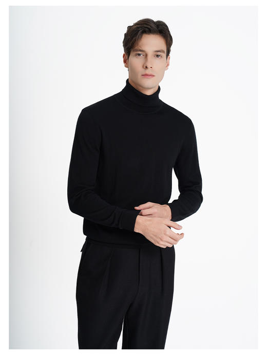 callisto黑色绵羊毛长袖毛衣 商品图2