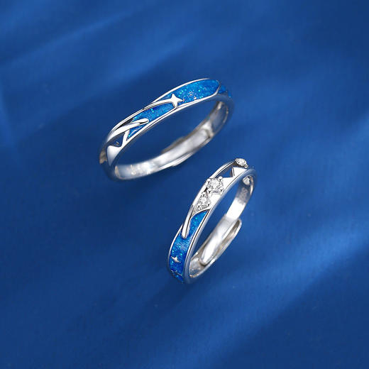 Winy925纯银星光相许情侣戒送女友闺蜜节日生日礼物 商品图2