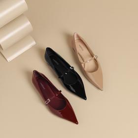 westory春秋新款时尚优雅单鞋气质百搭低平跟单鞋女S24CE75301