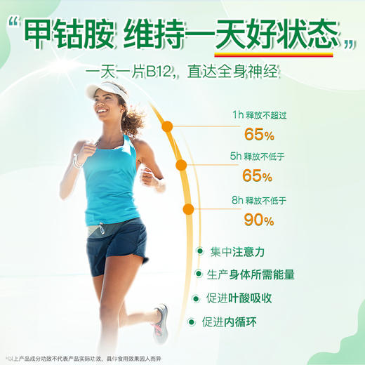 【品牌发货】健美生维生素B12高含量5000mcg甲钴fgd胺缓释片原装进口全天活力 商品图2