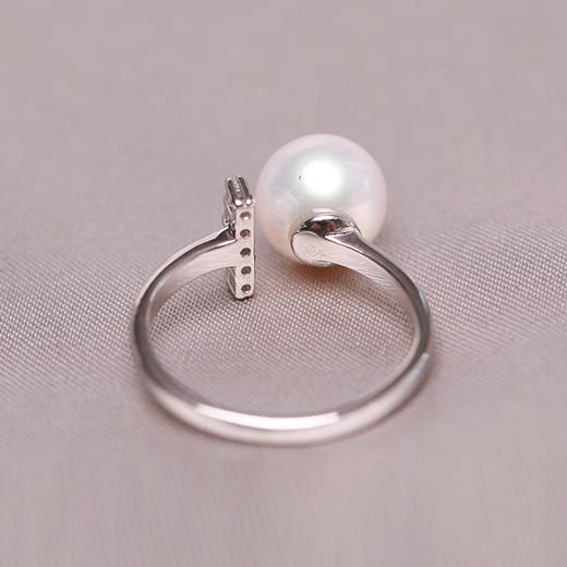 美裕 925银淡水珍珠戒指 开口戒8-9mm 108487W 商品图5
