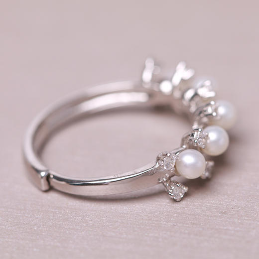 美裕 925银淡水珍珠戒指 可调节 3-4mm 108490W 商品图5