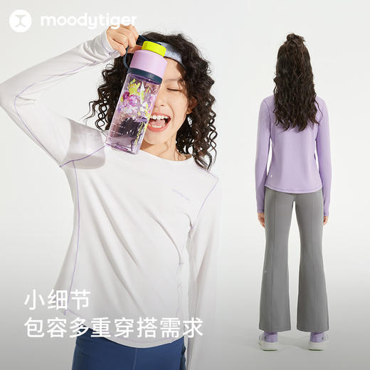 【24年秋新品】moodytiger儿童T恤24秋新款女童圆领透气吸湿排汗长袖上衣43210108 商品图3