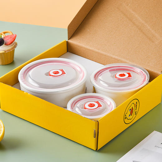【健康卫生！陶瓷保鲜碗三件套】高温烧制，瓷质细腻，萌趣可爱，增添用餐乐趣！密封碗礼品碗套装微波炉碗保温开学季 商品图2